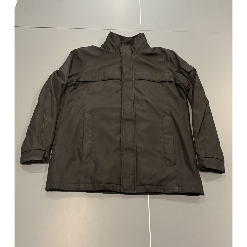 Kenneth Cole New York Mens L Wool Blend Trucker Jacket Coat Black Retails $150